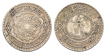 Сирия 25 пиастров 1936 Французский протекторат KM 73 серебро 413-1123