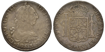 Боливия 8 реалов 1773 PR, Карл III Испанский KM 55 серебро 00-901-50