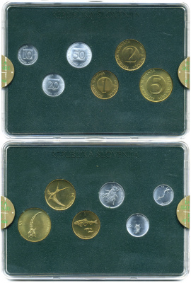 СЛОВЕНИЯ НАБОР ИЗ 6 МОНЕТ 1993 ОФИЦИАЛЬНЫЙ НАБОР, В ПЛАСТИКЕ, С СЕРТИФИКАТОМ KM MS 3 UNC 7-7-29