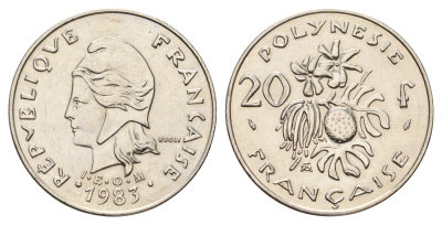 Французская Полинезия 20 франков 1983 KM 9 никель UNC 176-122