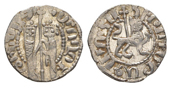 Киликийская Армения трам 1226-1271 Хетум I и царица Забель, держат крест/лев с патриаршим крестом  серебро    1516-344