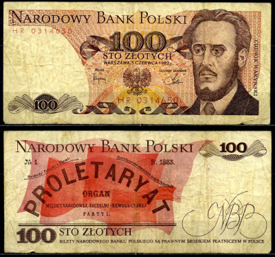 Польша 100 злотых 1982 1 июня 1982, Людвиг-Фаддей Варынский Pick 143d бумага 6287-23-4-1