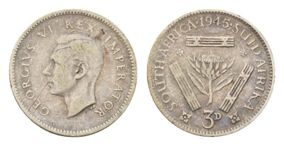 ЮАР 3 пенса 1944 Георг VI (1936-1952) KM 26 серебро 4549-463