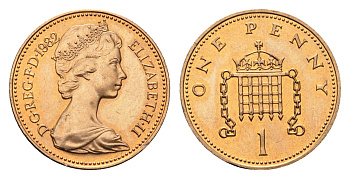 Великобритания 1 пенни 1982 Елизавета II (1952-2022) KM 927, Spink 4238 (B2) бронза UNC 4690-816
