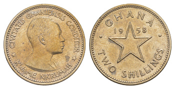 Гана 2 шиллинга 1958 Кваме Нкрума KM 6 медно-никель 4637-232
