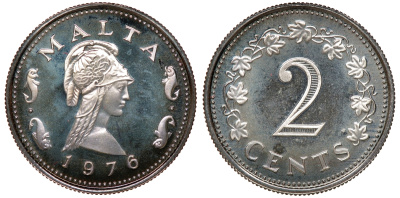 Мальта набор из 9 монет 1976 в оригинальной коробке с сертификатом KM PS2 PROOF 7-7-15