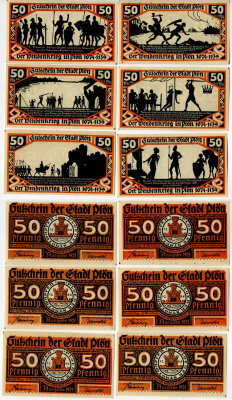 ПЛЁН ЛОТ ИЗ 6 БОН ПО 50 ПФЕННИГОВ ND ИСТОРИЧЕСКИЕ СОБЫТИЯ бумага UNC (ПРЕСС) 70-111