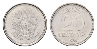 Бразилия 20 сентаво 1986 KM 603 нержавеющая сталь UNC 4679-923