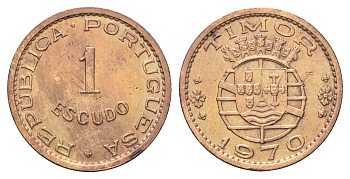 Португальский Тимор 1 эскудо 1970 год-тип KM 19 бронза 4671-727