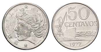 Бразилия 50 сентаво 1977 KM 580b нержавеющая сталь 4688-156