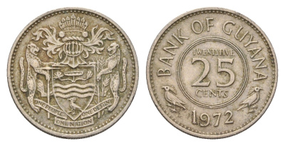 Гайана 25 центов 1972 KM 34 медно-никель 4674-965