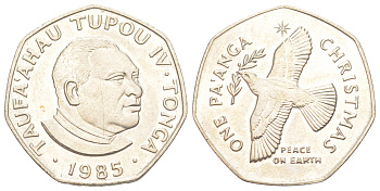 Тонга 1 паанга 1985 Рождество, тираж 5.000 экземпляров KM 118 медно-никель BU 272-1733