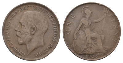 Великобритания 1 пенни 1926 Георг V (1910-1936) KM 810, Spink 4051 бронза 4661-645
