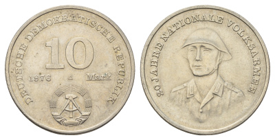 ГДР 10 марок 1976 А, 20 лет национальной народной армии KM 61, J. 1560 медно-никель 4680-723