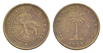 Либерия 1/2 цента 1937 KM 10 латунь 4614-853