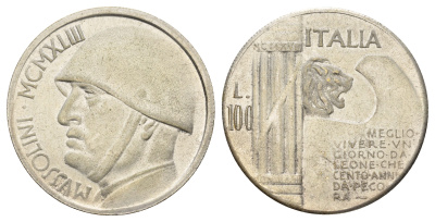 Италия фентезийная монета - жетон - 100 лир 1928 диаметр 35,5 мм, вес 16,2 гр никель 4667-1021