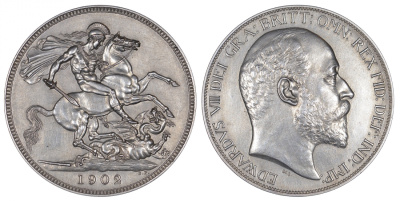 Великобритания 1 крона 1902 Эдуард VII (1901-1910) KM 803, Spink 3978 серебро 00-114