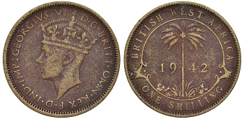 Британская Западная Африка 1 шиллинг 1942 Георг VI (1937-1952) KM 23 никель латунь 25-2146