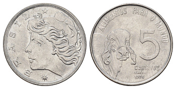 Бразилия 5 сентаво 1976 ФАО - Зебу KM 587 нержавеющая сталь UNC 220-149