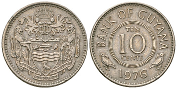 Гайана 10 центов 1976 KM 33 медно-никель 4124-625