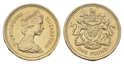 Великобритания 1 фунт 1983 Елизавета II (1952-2022) KM 933, Spink 4221 никель латунь UNC 98-1253
