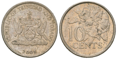 Тринидад и Тобаго 10 центов 2008 KM 31 медно-никель 4611-656