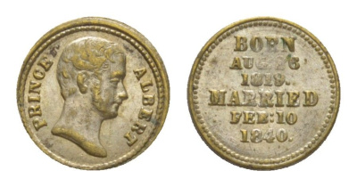 Великобритания жетон "Принц Альберт - муж королевы Виктории" XIX век вес 0,6 гр, диаметр 10,5 мм серебро UNC 1516-943