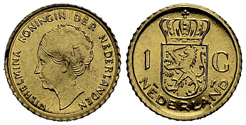 Нидерланды 1 гульден ND игровой жетон, Вильгельмина (1890-1948) золото PROOF 413-3833
