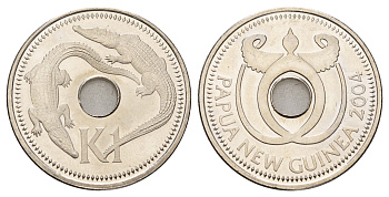 Папуа-Новая Гвинея 1 кина 2004 KM 6a сталь плакированный никелем UNC 11-140-32