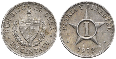 Куба 1 сентаво 1972 KM 33.1, JMA 15, Y 27, Schoen 31 алюминий 4115-267