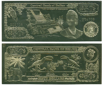 Белиз 50 долларов 1984 серия для коллекционеров, тукан золото, бумага UNC (пресс) 451-139-3