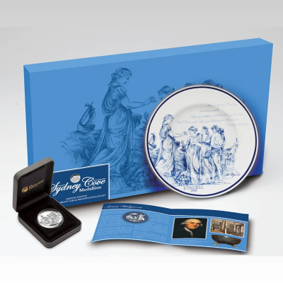 Австралия 1 доллар 2010 Медальон Сиднейской бухты, Веджвуд, Etruria, в оригинальной коробке с тарелкой KM 1568 серебро PROOF 00-01-29-04