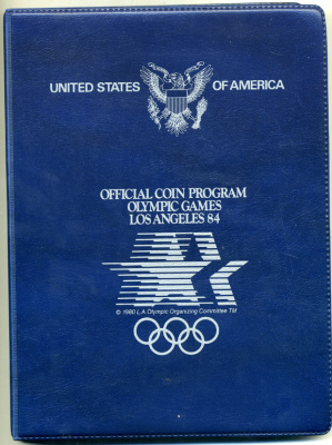 США набор из 8 монет по 1 доллару 1983-1984 XXIII летние Олимпийские игры в Лос-Анджелесе 1984 года, в оригинальных буклетах, в коробке, с сертификатом KM 209, 210 серебро UNC, PROOF 4-3-2-07