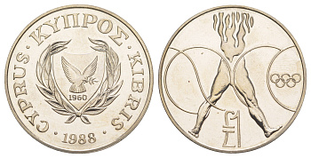 Кипр 1 фунт 1988 XXIV летние Олимпийские Игры, Сеул 1988 KM 61 медно-никель BU 1521-1435