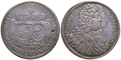 Шварценберг 1 талер 1696 совместное правление Dav. 7701 серебро 00-816-03