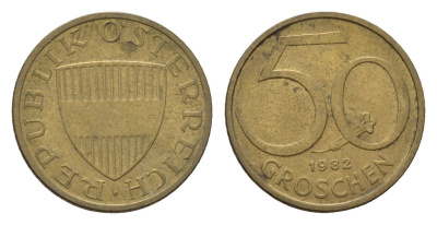 Австрия 50 грошей 1982 KM 2885 алюминиевая бронза 181-1132