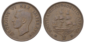 ЮАР 1 пенни 1940 Георг VI (1936-1952) KM 25 бронза 4531-141