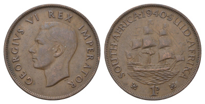 ЮАР 1 пенни 1940 Георг VI (1936-1952) KM 25 бронза 4531-141