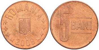 РУМЫНИЯ 5 БАНИ 2009 KM 190 сталь плакированная медью 4516-614