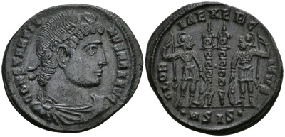 Римская Империя нуммий 334 - 335 Константин I Великий GLORIA EXERCITVS Сисция Extremely fine RIC 235 бронза 1073-3-1-1
