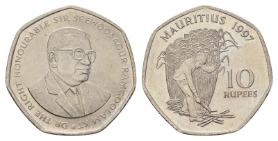 Маврикий 10 рупий 1997 KM 61 медно-никель UNC 25-1127