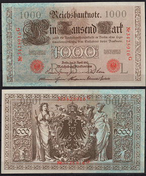 Германия 1000 марок 1910 Pick 45 b бумага 2192-75-1-1