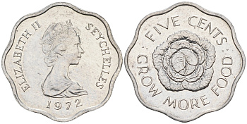 Сейшельские острова 5 центов 1972 FAO, цветок, Елизавета II KM 18 алюминий UNC 4588-638
