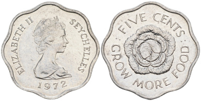 Сейшельские острова 5 центов 1972 FAO, цветок, Елизавета II KM 18 алюминий UNC 4588-638