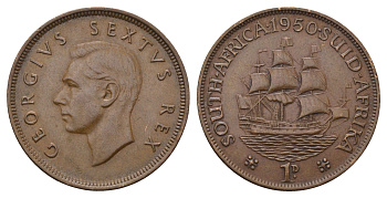 ЮАР 1 пенни 1950 Георг VI (1936-1952) KM 34.1 бронза 4692-211