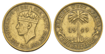 Британская Западная Африка 2 шиллинга 1949 KM 29 никель латунь 4654-551