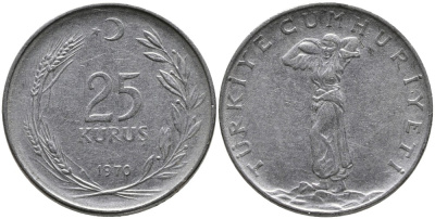 ТУРЦИЯ 25 КУРУШЕЙ 1970 KM 892.3 нержавеющая сталь 4541-624