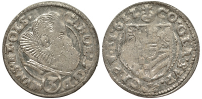 Силезия, Мюнстерберг, Олесница грошен (3 крейцера) 1612 Карл II серебро 413-934
