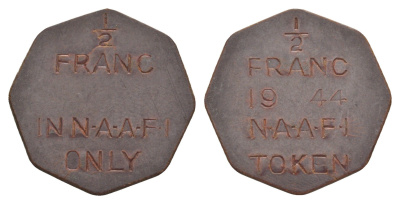 Великобритания, NAAFI (военно-морской флот) 1/2 франка ND (1944) бакелит 1522-1215