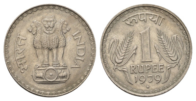 Индия 1 рупия 1979 KM 78.3 медно-никель UNC 4686-1221